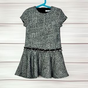 Mayoral Black and White Tweed Dress Short Sleeve Wool Blend Size 6 116 sm